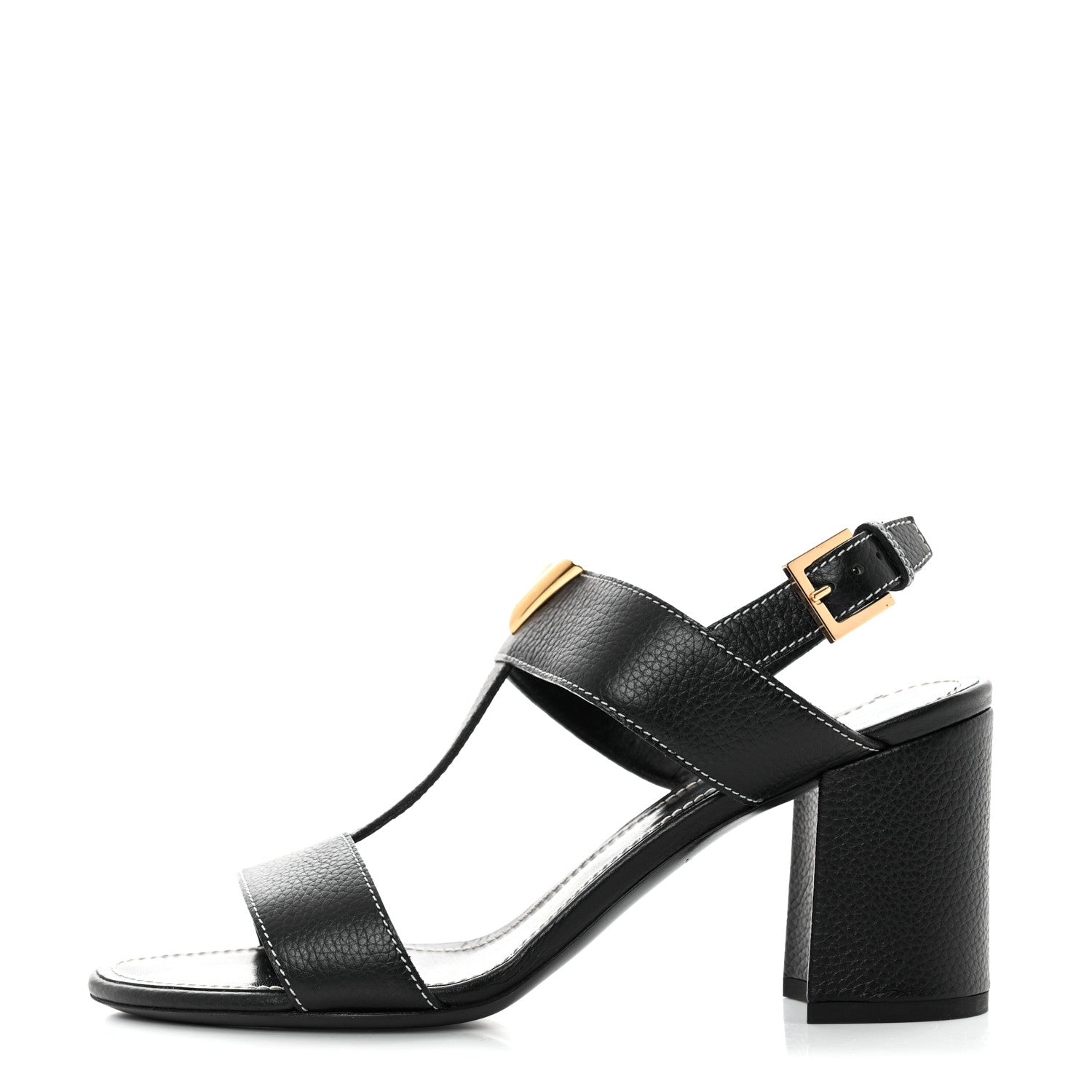 Louis Vuitton Grained Calfskin New Wave Sandals 38 Black 1 of 8