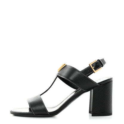 Louis Vuitton Grained Calfskin New Wave Sandals 38 Black 1 of 8
