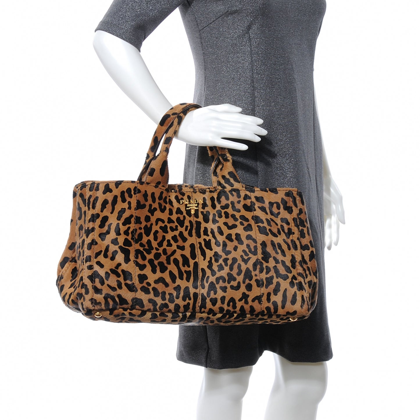 Calf Hair Leopard Print Shopping Tote