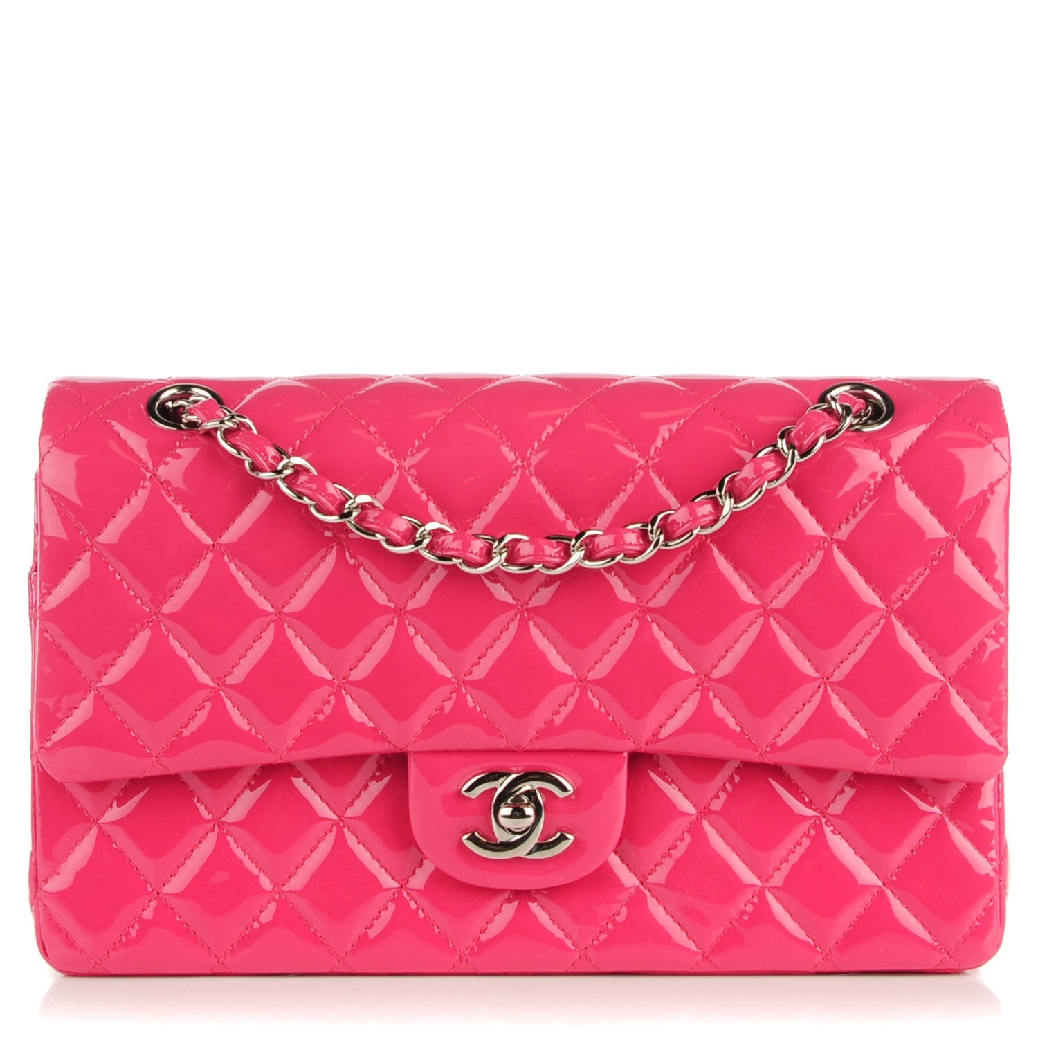 Chanel Patent Quilted Medium Double Flap Fuchsia 1 of 7