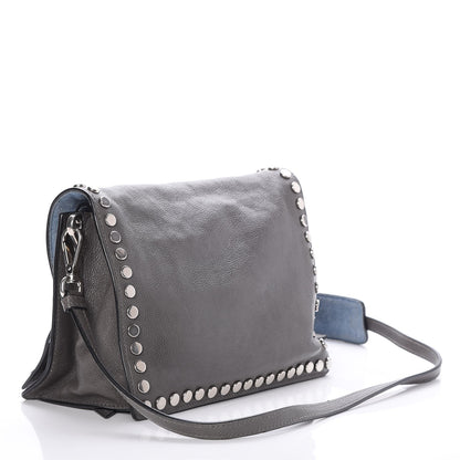 Prada Glace Calf Studded Etiquette Flap Marmo Astrale 3 of 8