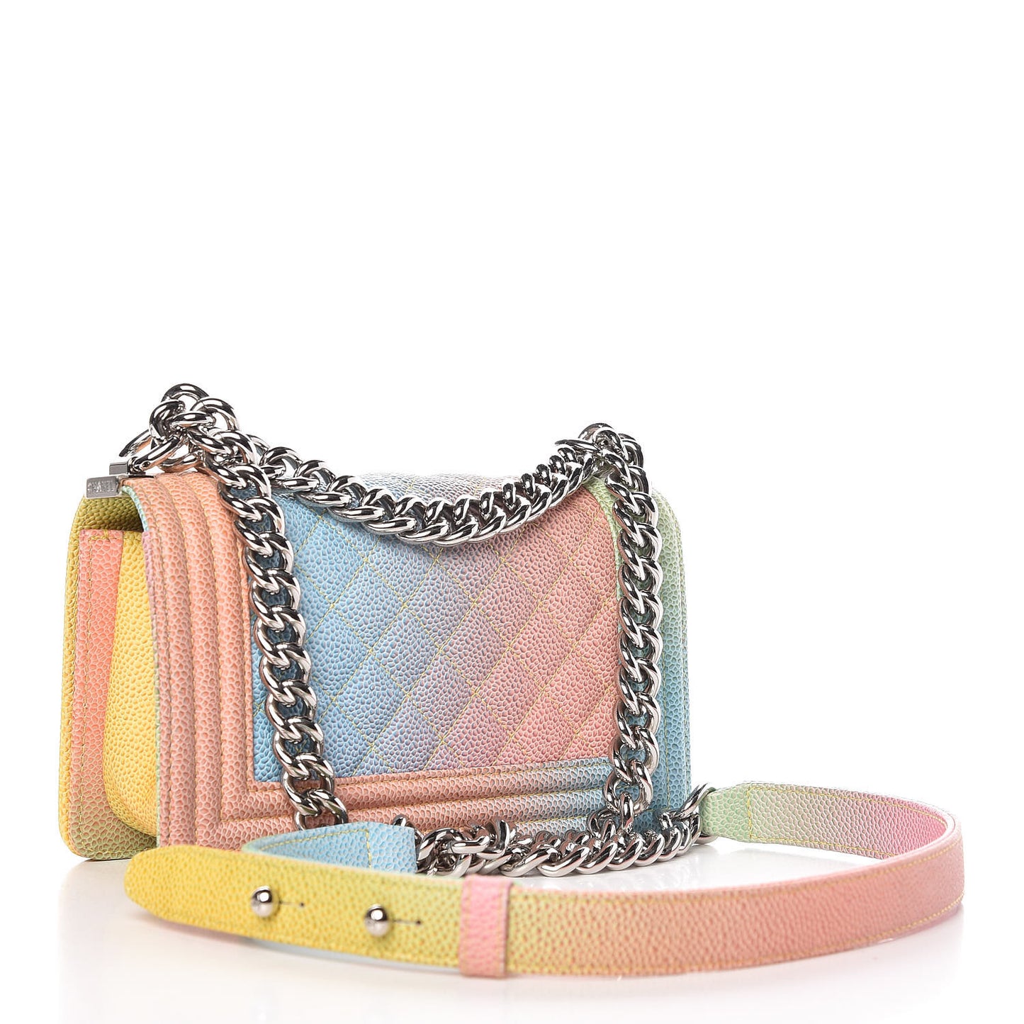 Caviar Quilted Small Cuba Rainbow Boy Flap Multicolor
