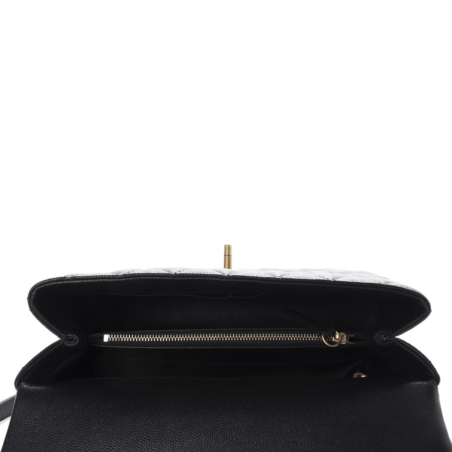 Caviar Elaphe Quilted Small Coco Handle Flap Black