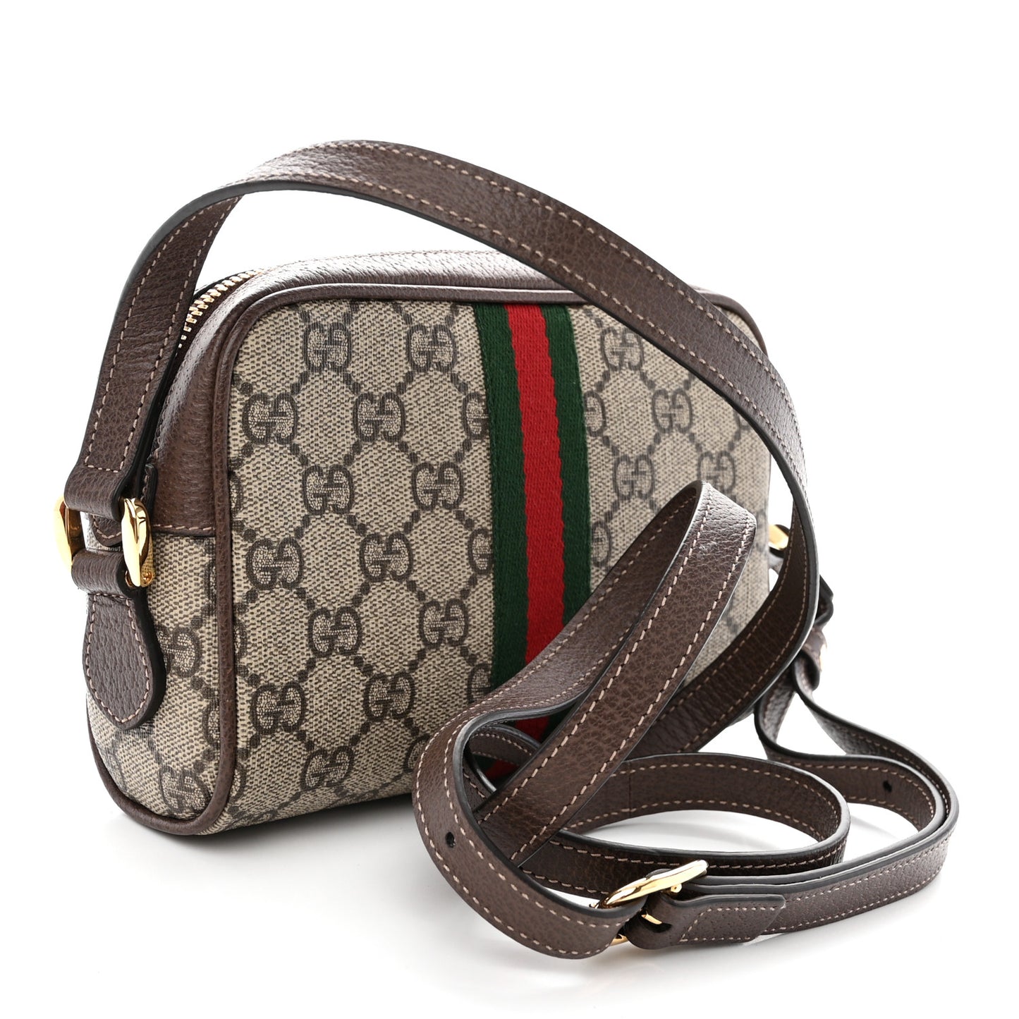 GG Supreme Monogram Web Mini Ophidia Shoulder Bag Brown