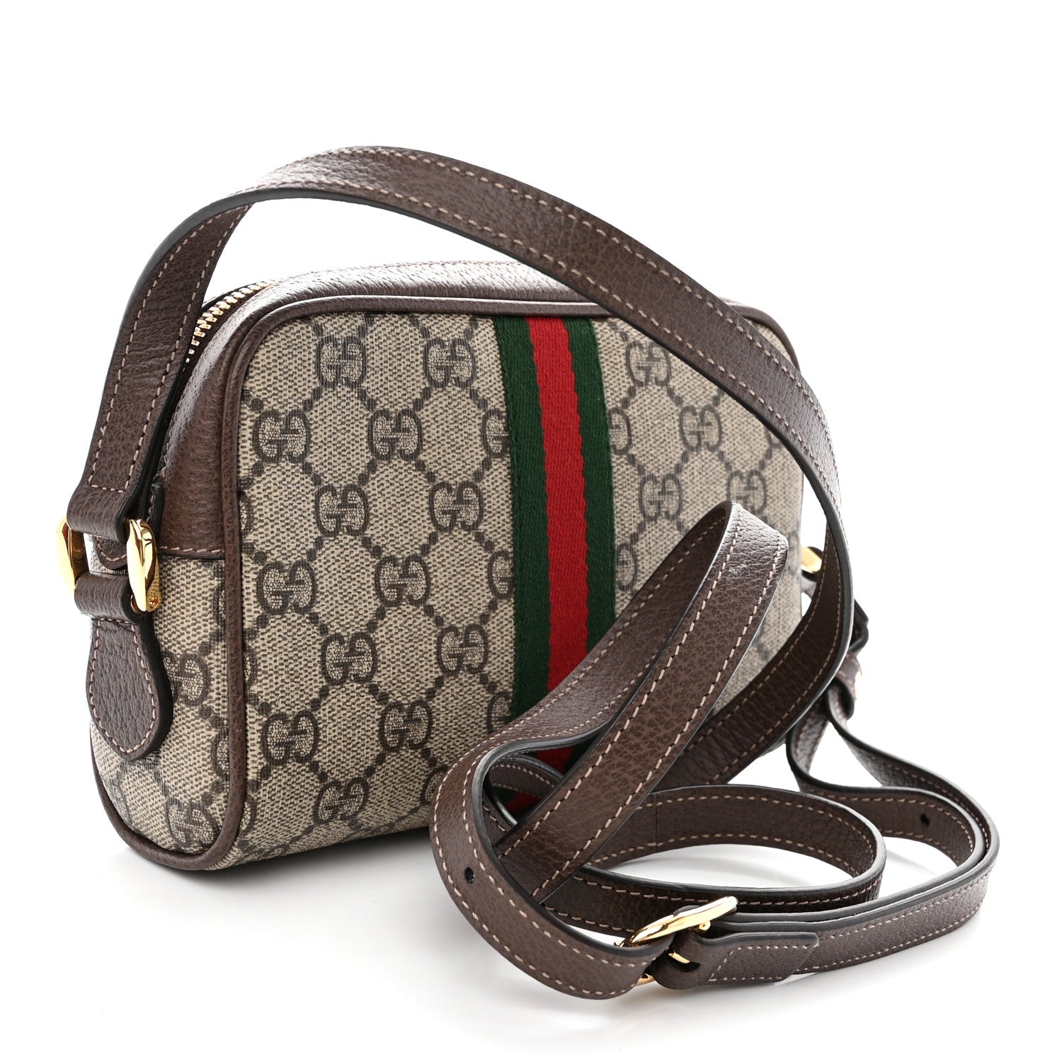 Gucci GG Supreme Monogram Web Mini Ophidia Shoulder Bag Brown 3 of 10