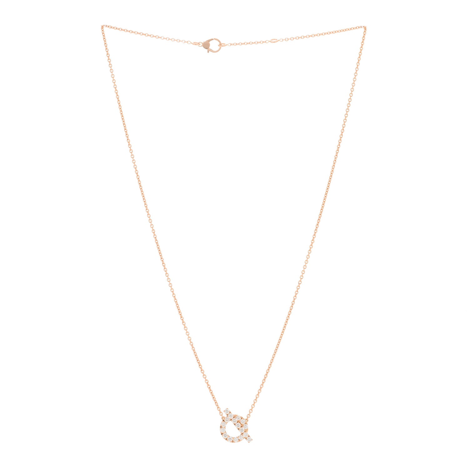 Hermes 18K Rose Gold Diamond Finesse Pendant Necklace 2 of 4