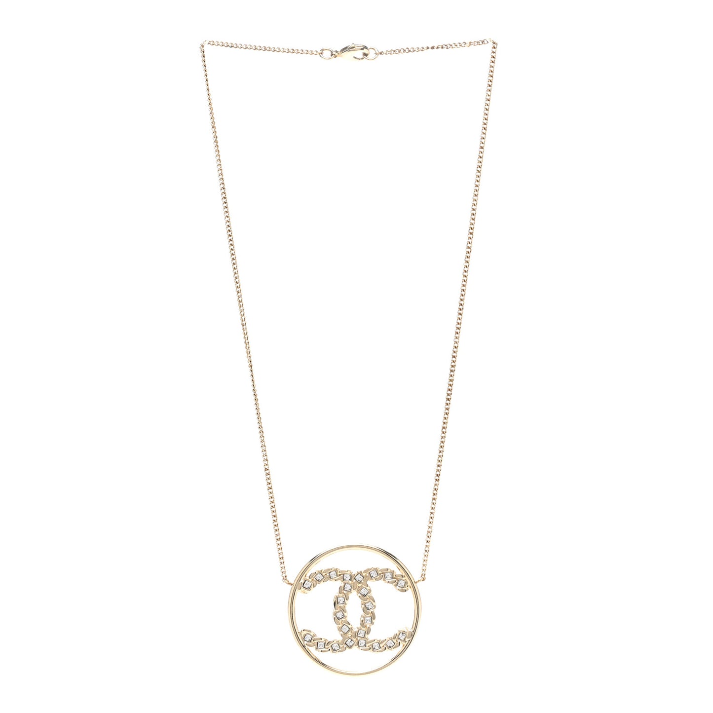 Baguette Crystal High Society CC Pendant Necklace Gold