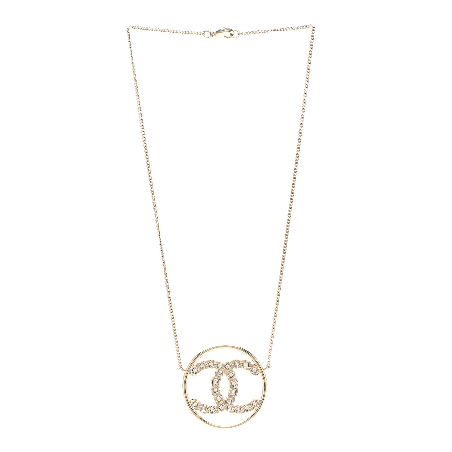 Chanel Baguette Crystal High Society CC Pendant Necklace Gold 3 of 6