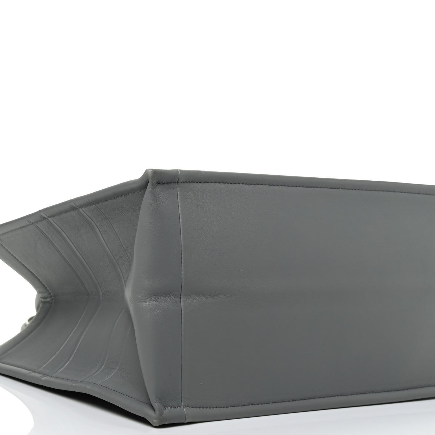 Calfskin Embossed Medium Book Tote Grey Stone