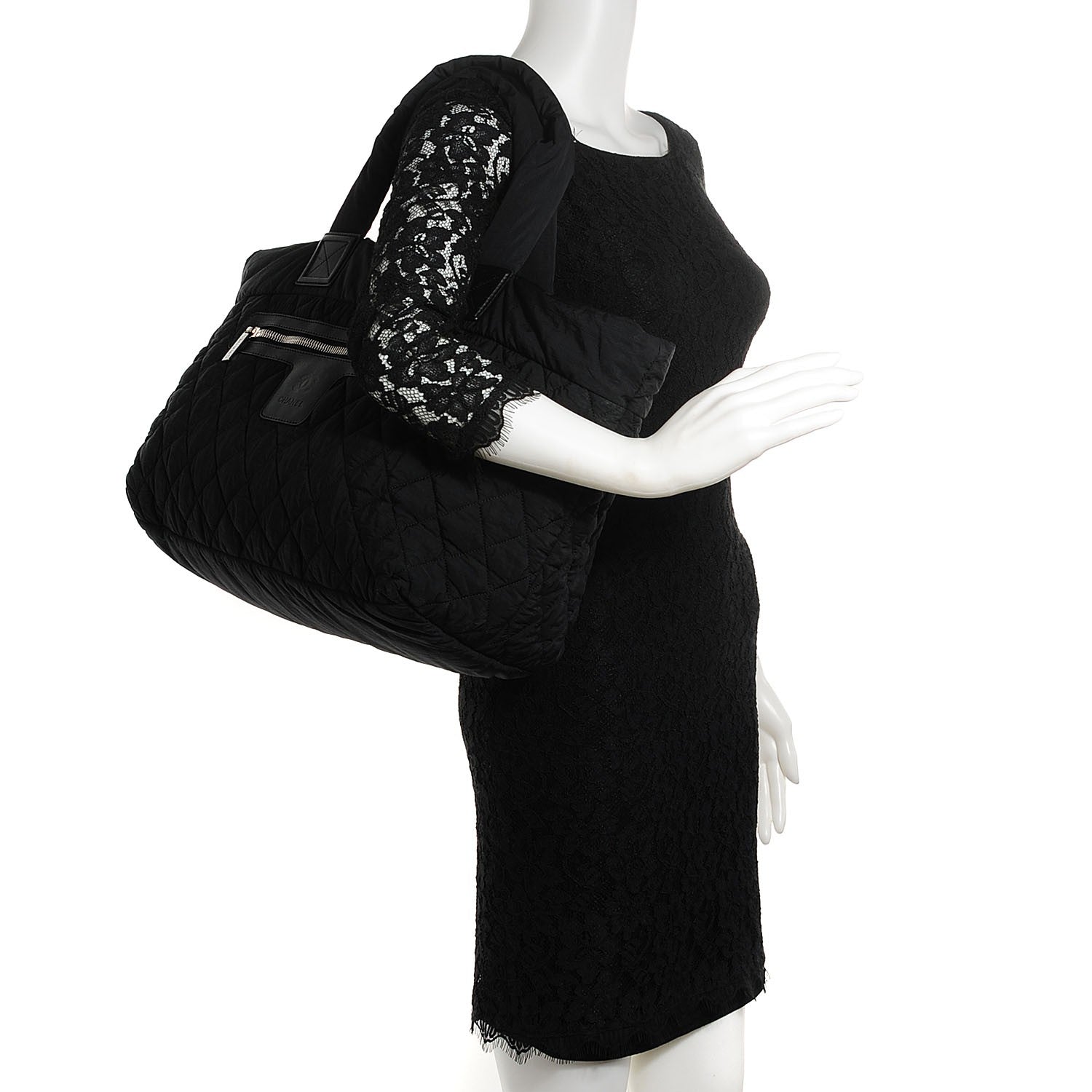 Chanel Nylon Quilted Large Coco Cocoon Tote Black 2 of 7