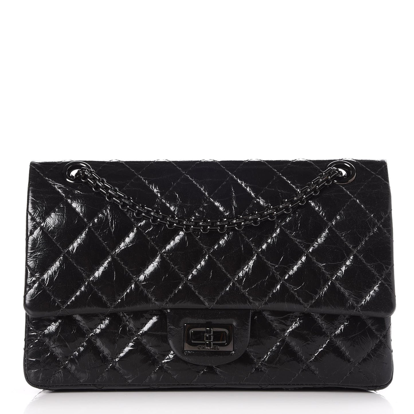 Glazed Calfskin Quilted 2.55 Reissue 225 Flap Black