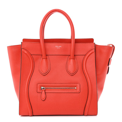 Celine Drummed Calfskin Mini Luggage Vermillion 1 of 10