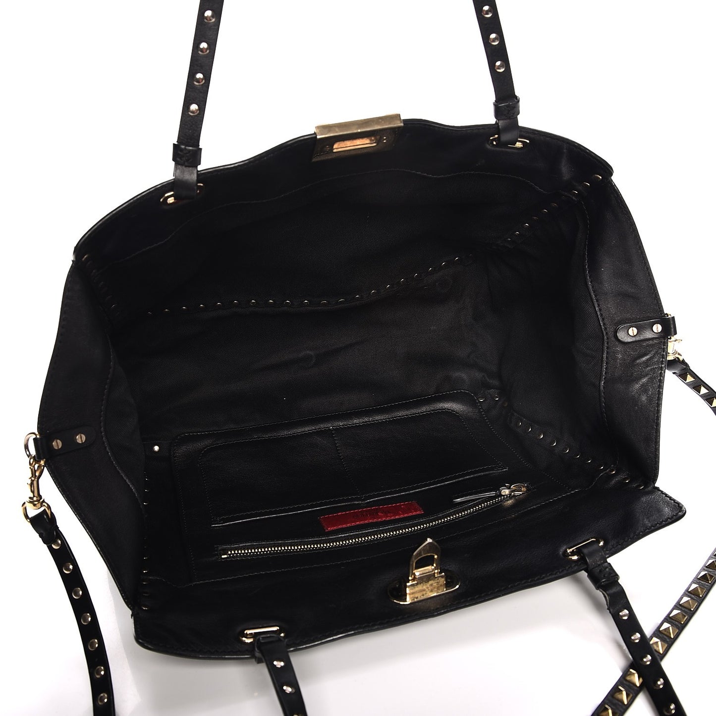 Vitello Medium Rockstud Tote Black