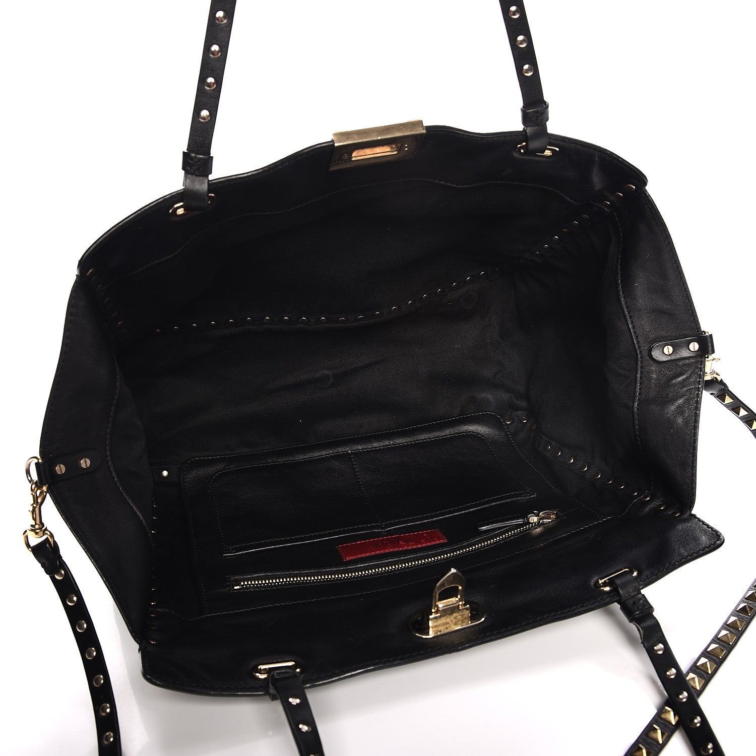 Valentino Garavani Vitello Medium Rockstud Tote Black 6 of 11