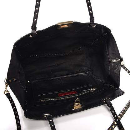 Valentino Garavani Vitello Medium Rockstud Tote Black 6 of 11