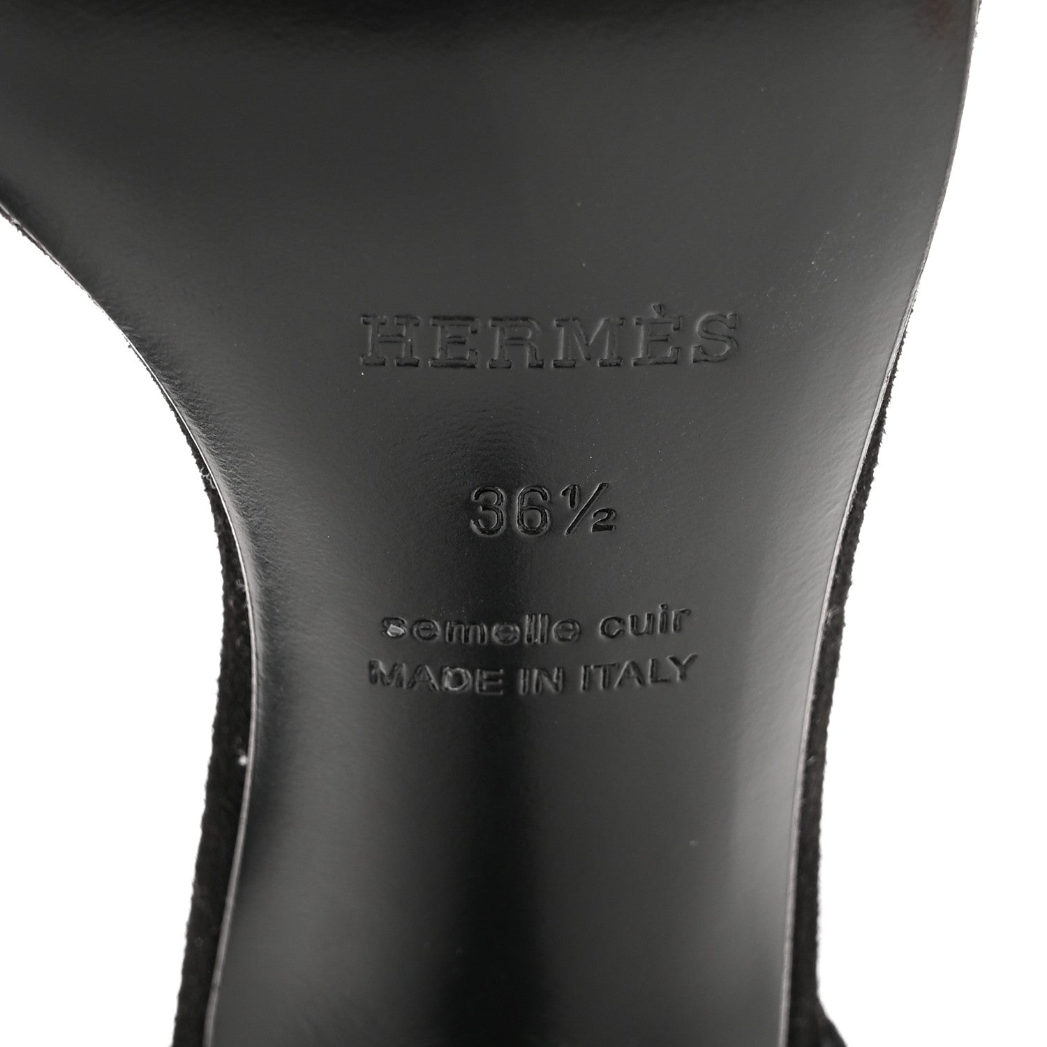 Hermes Suede Goatskin Heden 80 Sandals 36.5 Black 7 of 8