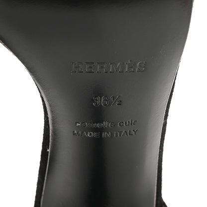 Hermes Suede Goatskin Heden 80 Sandals 36.5 Black 7 of 8