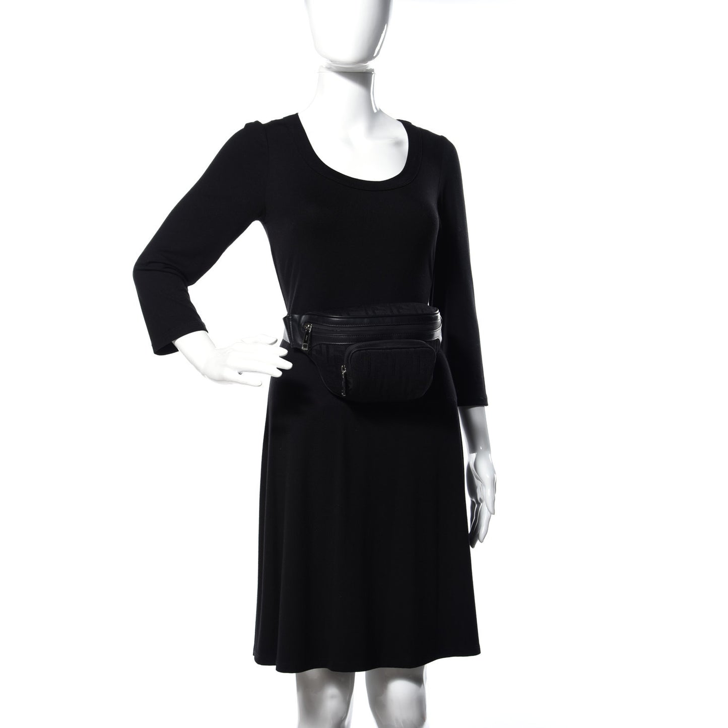 Neoprene Mesh Vitello Grace FF Pocket Belt Bag Black