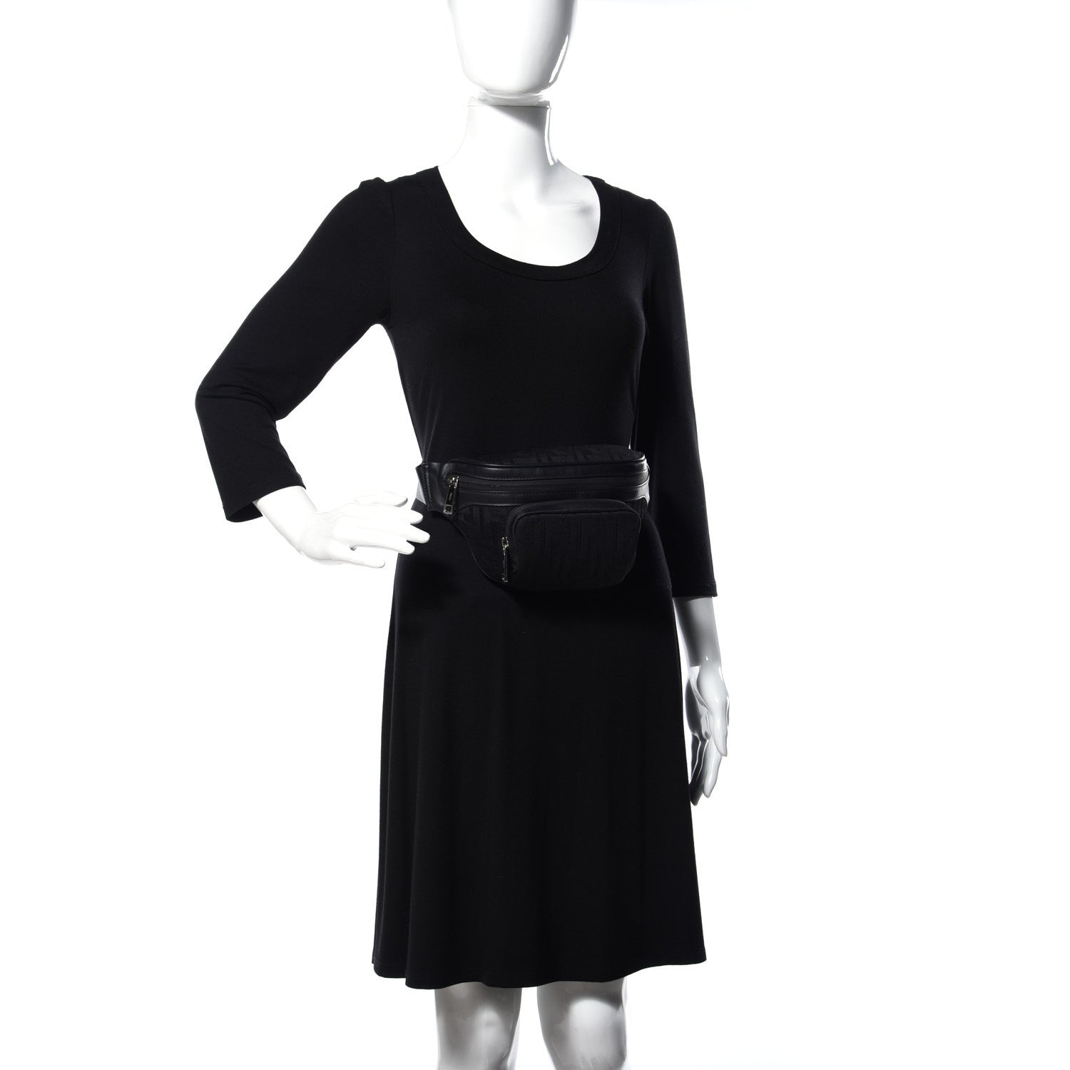 Fendi Neoprene Mesh Vitello Grace FF Pocket Belt Bag Black 3 of 11