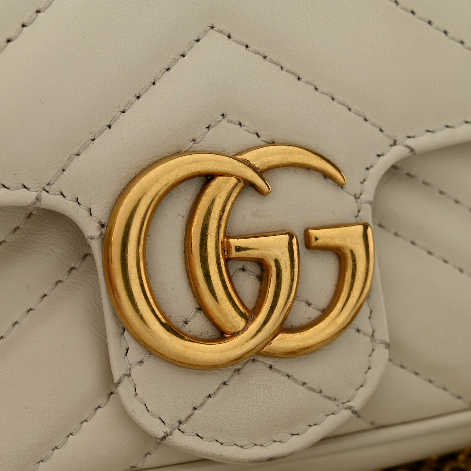 Gucci Calfskin Matelasse Super Mini GG Marmont Shoulder Bag White 12 of 12