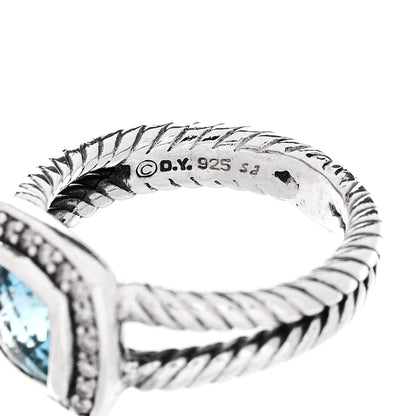 David Yurman Sterling Silver Diamond Blue Topaz 7mm Petite Albion Ring 53 6.5 5 of 5