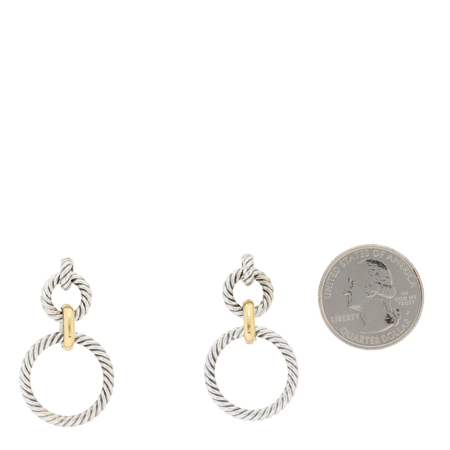 David Yurman Sterling Silver 18K Yellow Gold Doorknocker Earrings 2 of 4