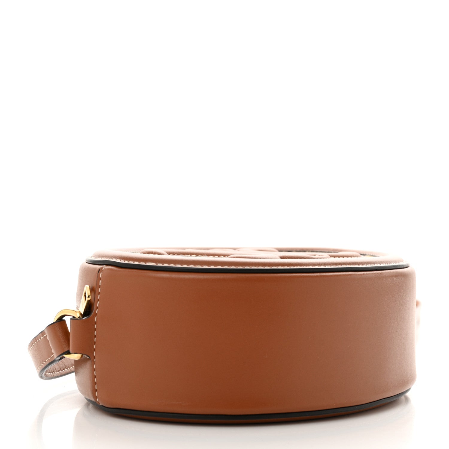 Celine Canvas Calfskin Cuir Triomphe Oval Crossbody Purse Natural Tan 4 of 10