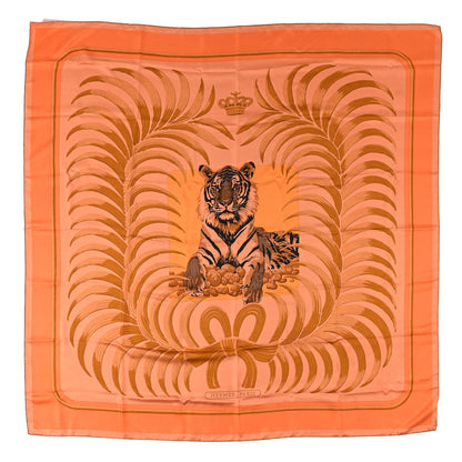 Hermes Silk Dip Dye Tigre Royal Shawl 140 Mandarine Abricot Miel 1 of 5