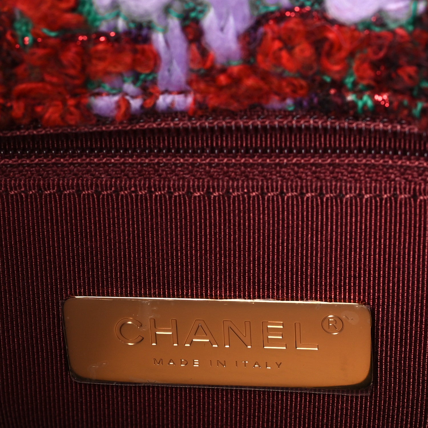 Chanel Tweed Quilted Medium Chanel 19 Flap Red Purple Green 6 of 9