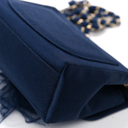 Chanel Satin Mesh Camellia Flap Navy Blue 10 of 12