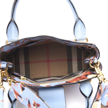 Burberry Soft Grain Calfskin Floral Print Medium Buckle Tote Peony Rose Pale Blue Vibrant Orange 5 of 13