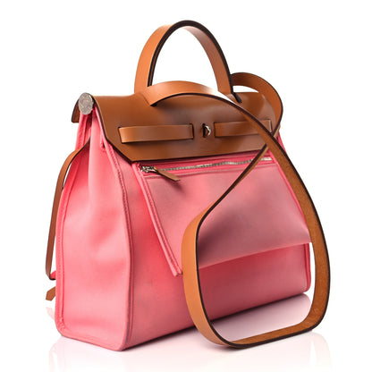 Hermes Vache Hunter Toile Herbag Zip 31 PM Rose Azalee Natural 3 of 17