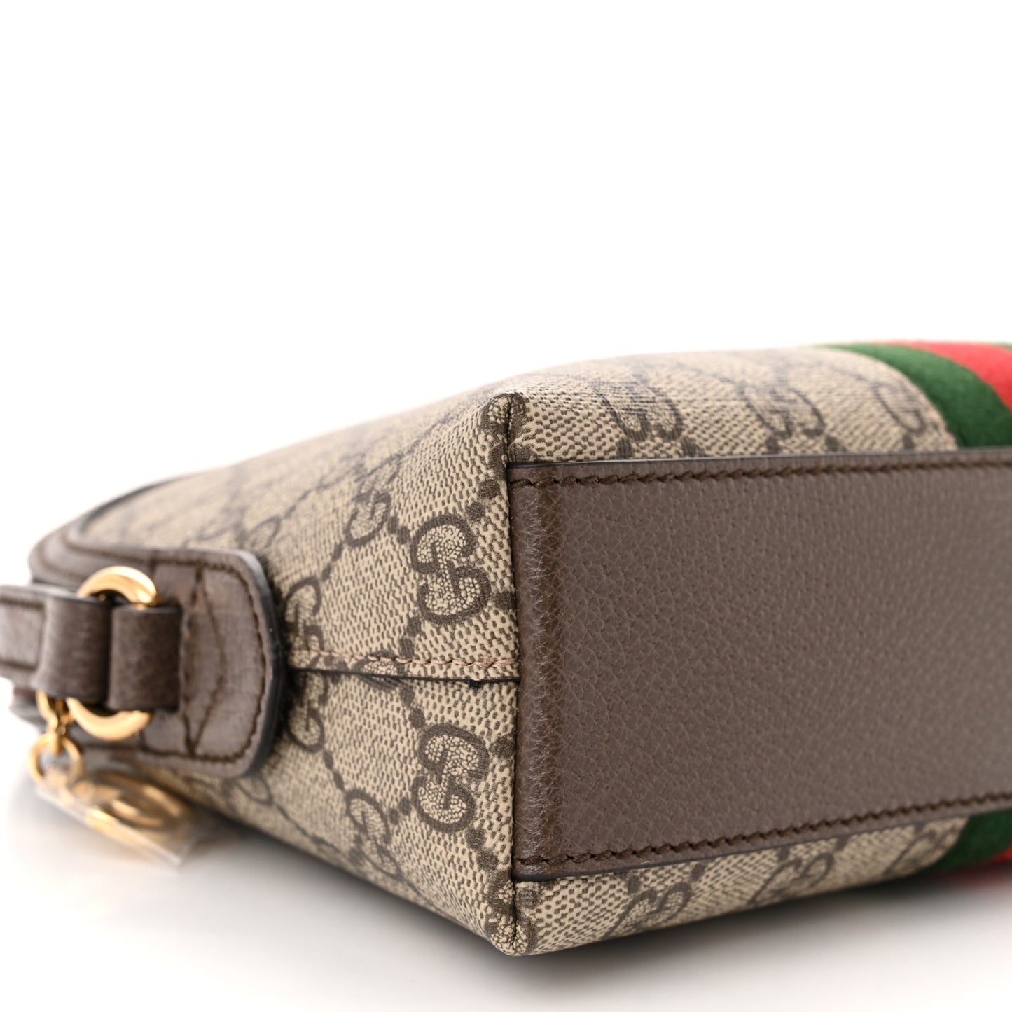 GG Supreme Monogram Textured Dollar Calfskin Web Small Ophidia Dome Shoulder Bag Beige Ebony New Acero