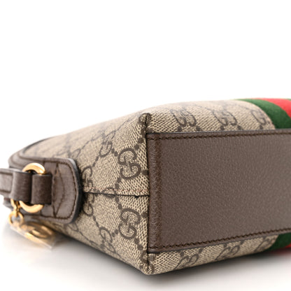 Gucci GG Supreme Monogram Textured Dollar Calfskin Web Small Ophidia Dome Shoulder Bag Beige Ebony New Acero 9 of 11