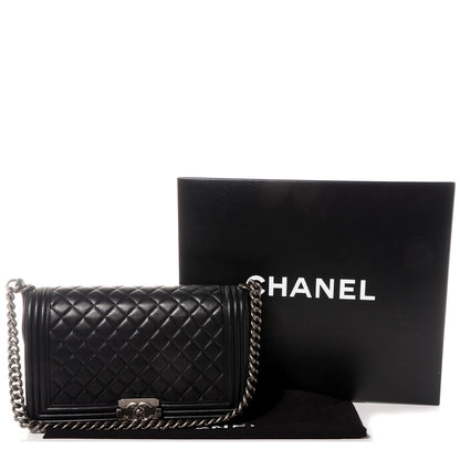 Chanel Metallic Calfskin Quilted Medium Boy Flap Black 5 of 8
