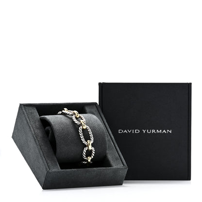 David Yurman Sterling Silver 18K Yellow Gold Blue Sapphire 12.5mm Cushion Link Bracelet 4 of 4
