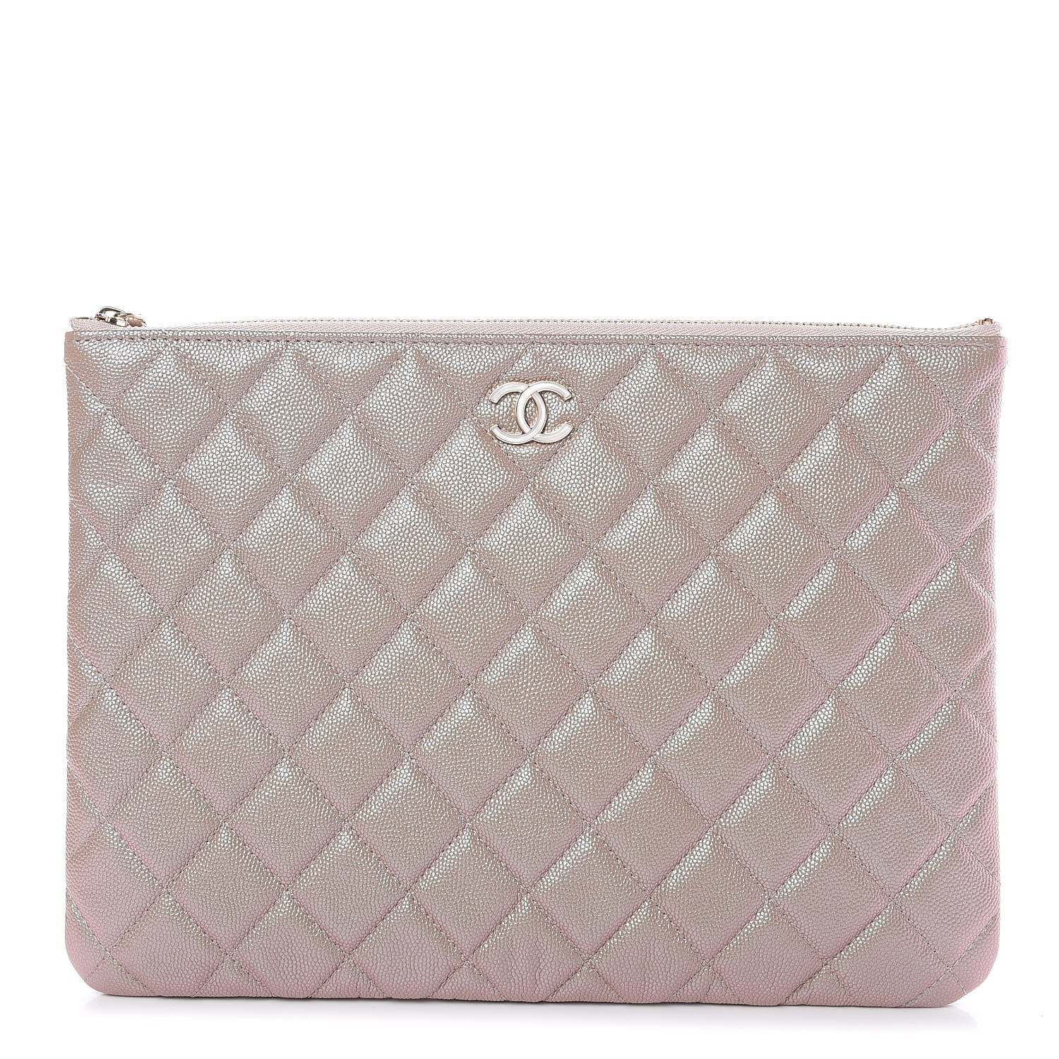 Chanel Iridescent Caviar Quilted Medium Cosmetic Case Beige 1 of 10