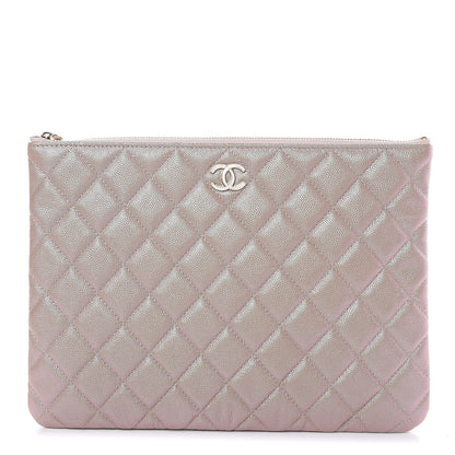 Chanel Iridescent Caviar Quilted Medium Cosmetic Case Beige 1 of 10