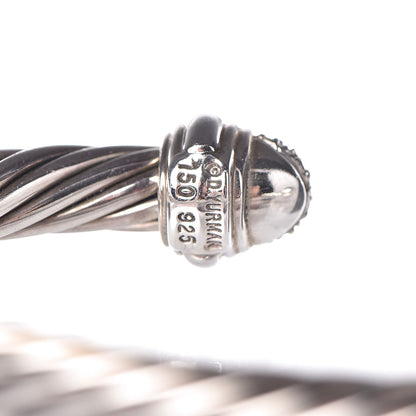 David Yurman Sterling Silver 18K White Gold Pave Diamond 7mm Cable Classics Bracelet M 4 of 5