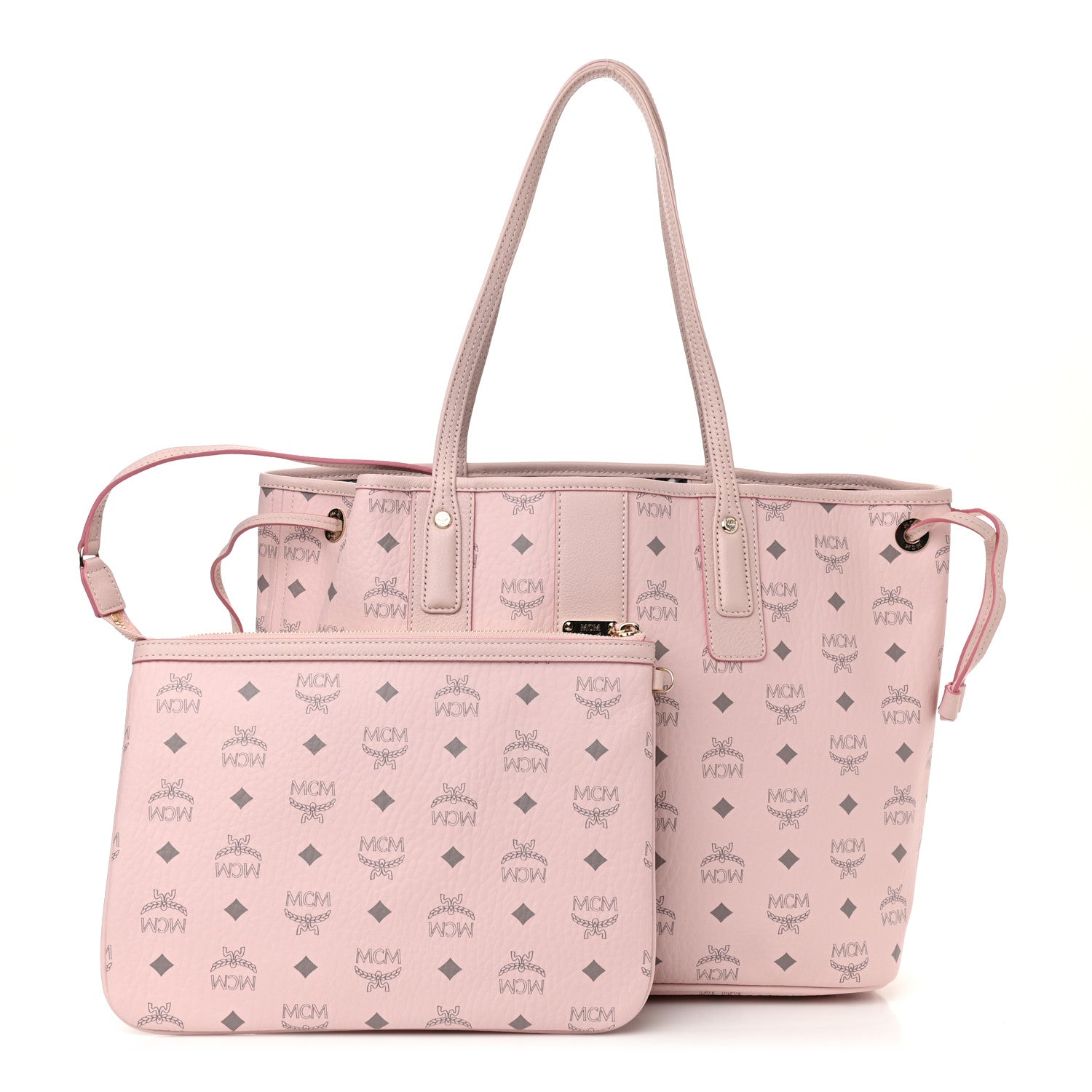 MCM Visetos Medium Liz Reversible Shopper Tote Powder Pink 1 of 16