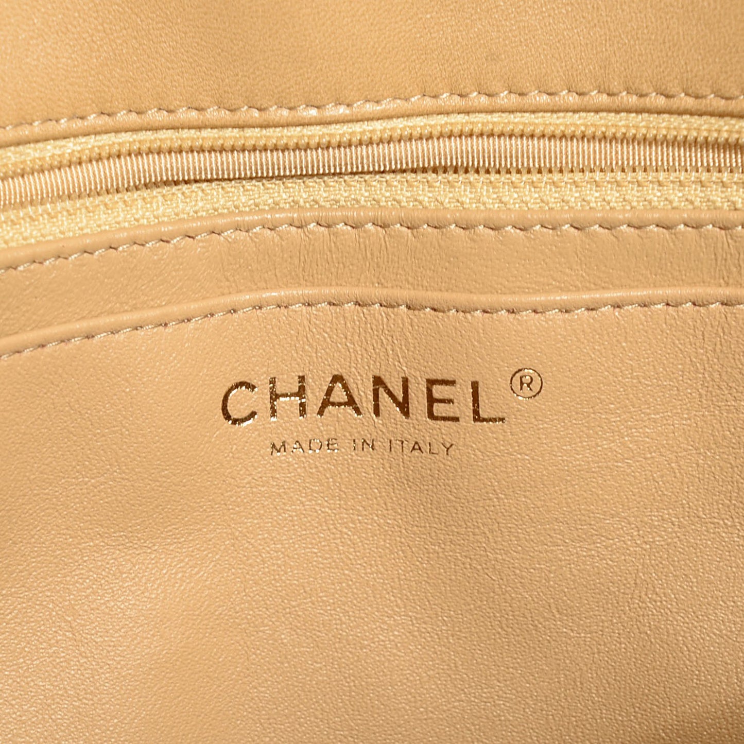Metallic Patent Quilted Maxi Single Flap Beige