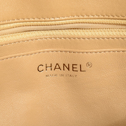 Chanel Metallic Patent Quilted Maxi Single Flap Beige 6 of 8