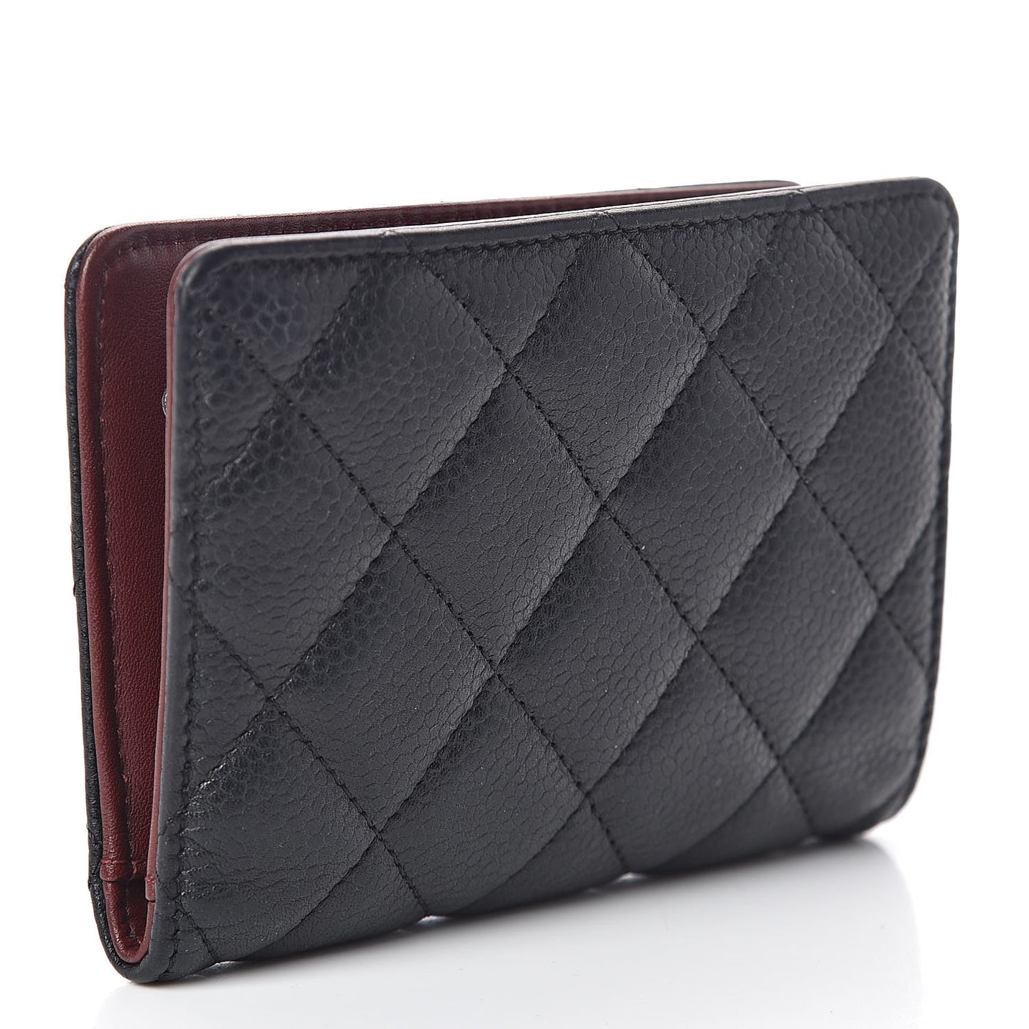 Caviar Quilted Flap Card Holder Black