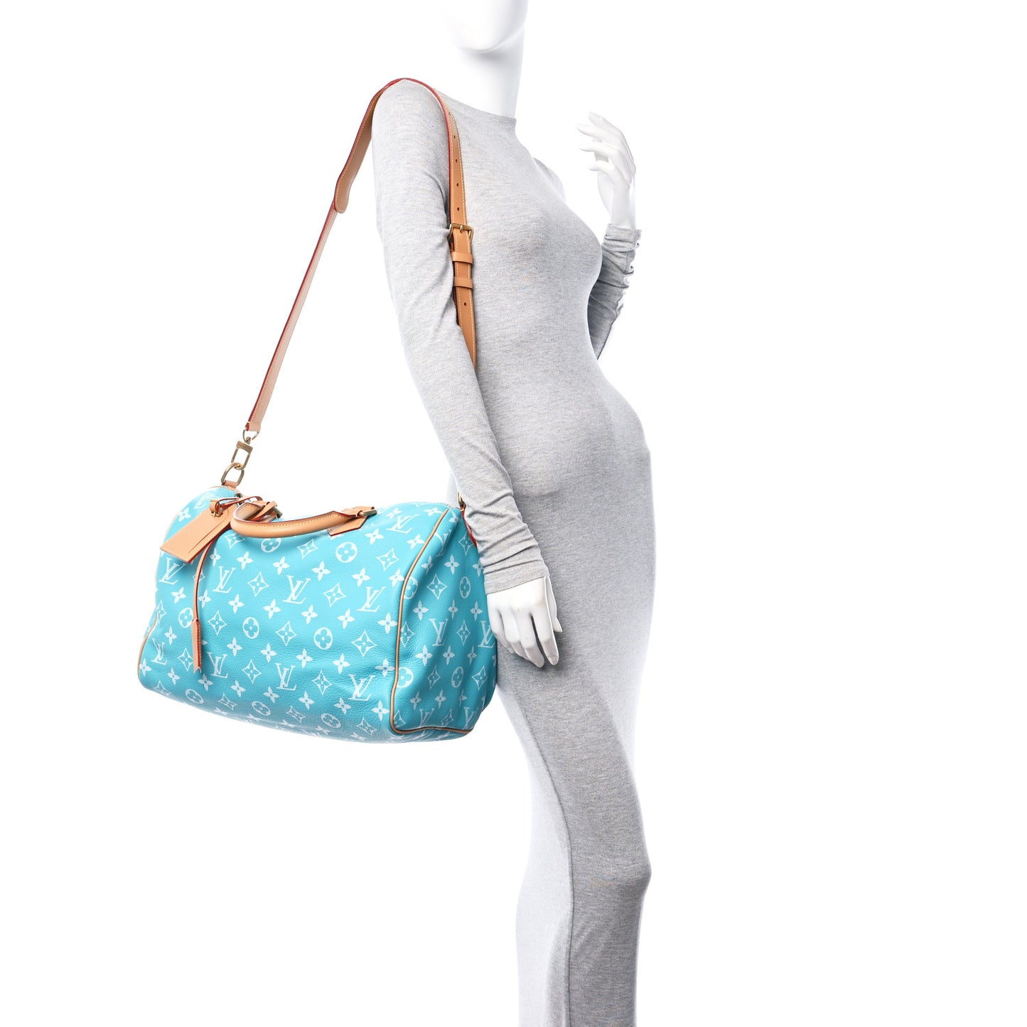 Calfskin Monogram Speedy P9 Bandouliere 40 Turquoise