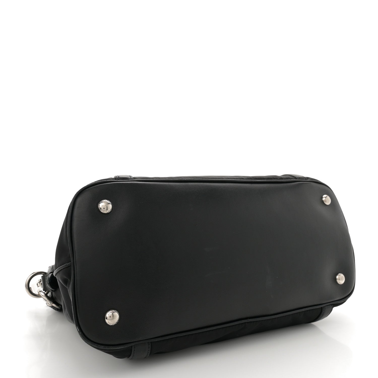 Prada Tessuto Nylon Calfskin Dome Satchel Black 4 of 11