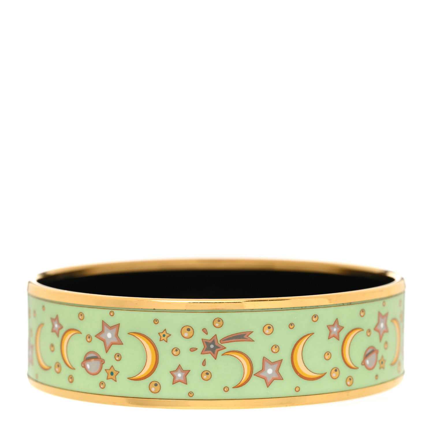 Hermes Enamel Printed Wide Moon Stars Bracelet 70 3 of 5