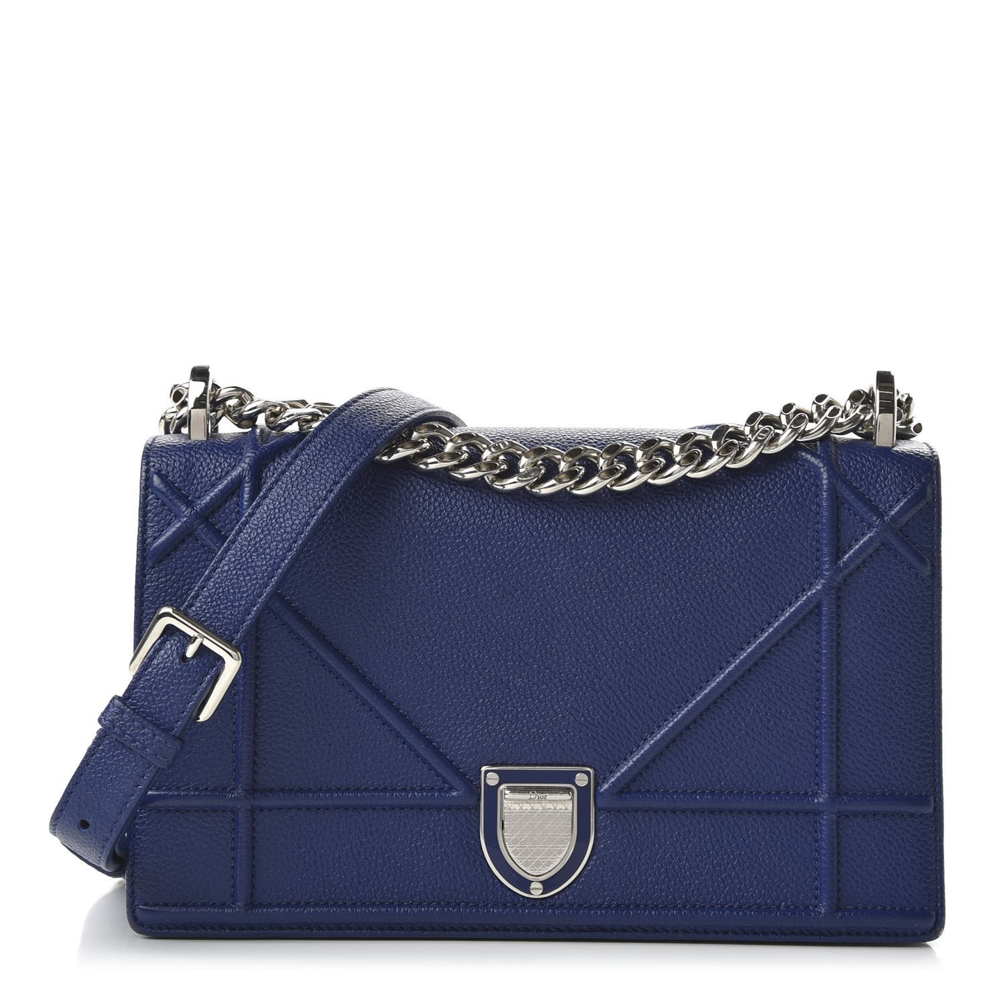 Grained Calfskin Small Diorama Flap Bag Bleu De Minuit