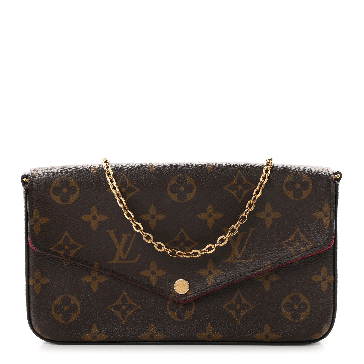 Louis Vuitton Monogram Pochette Felicie Chain Wallet Fuchsia 1 of 10