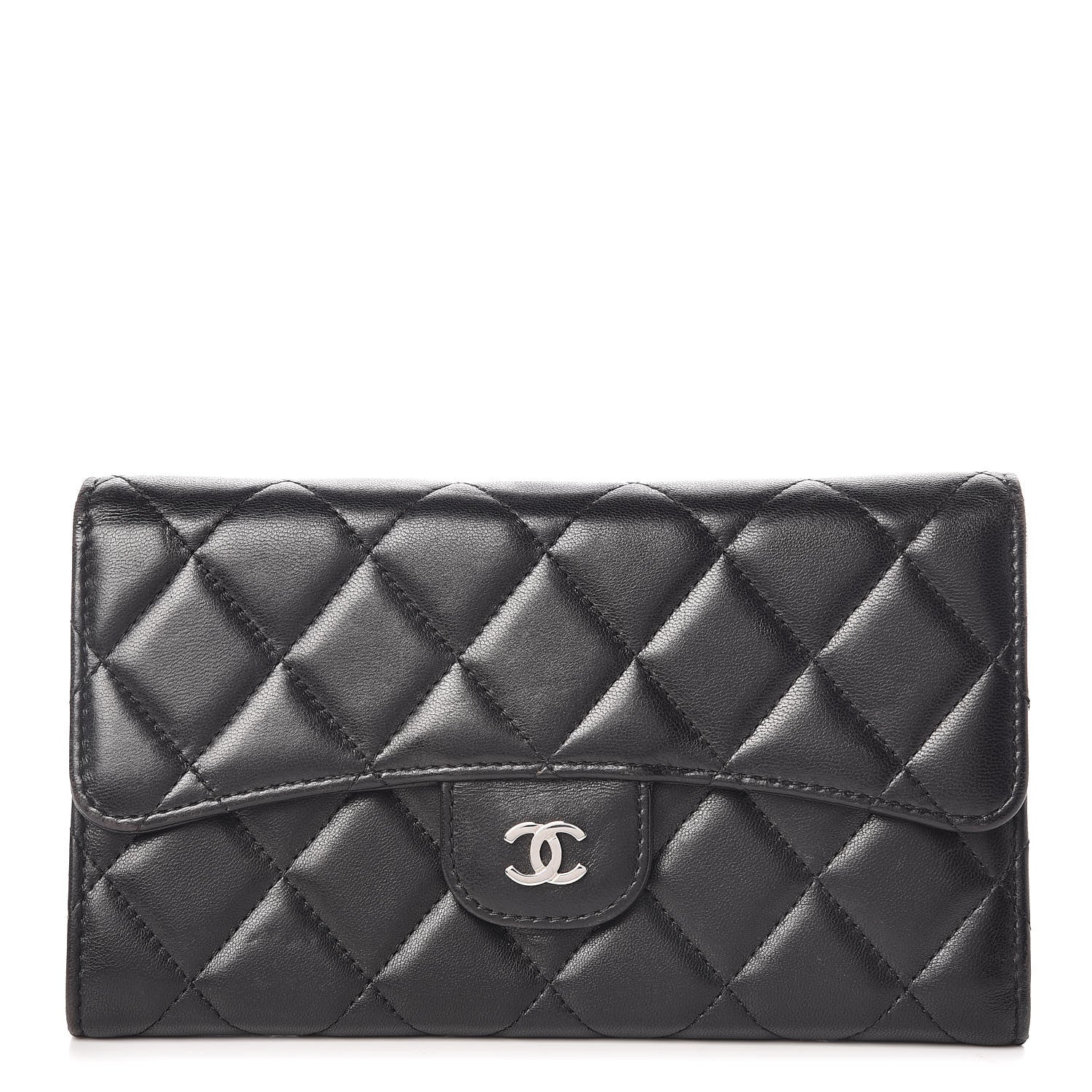 Chanel Lambskin Quilted Large Flap Wallet Black 1 of 10
