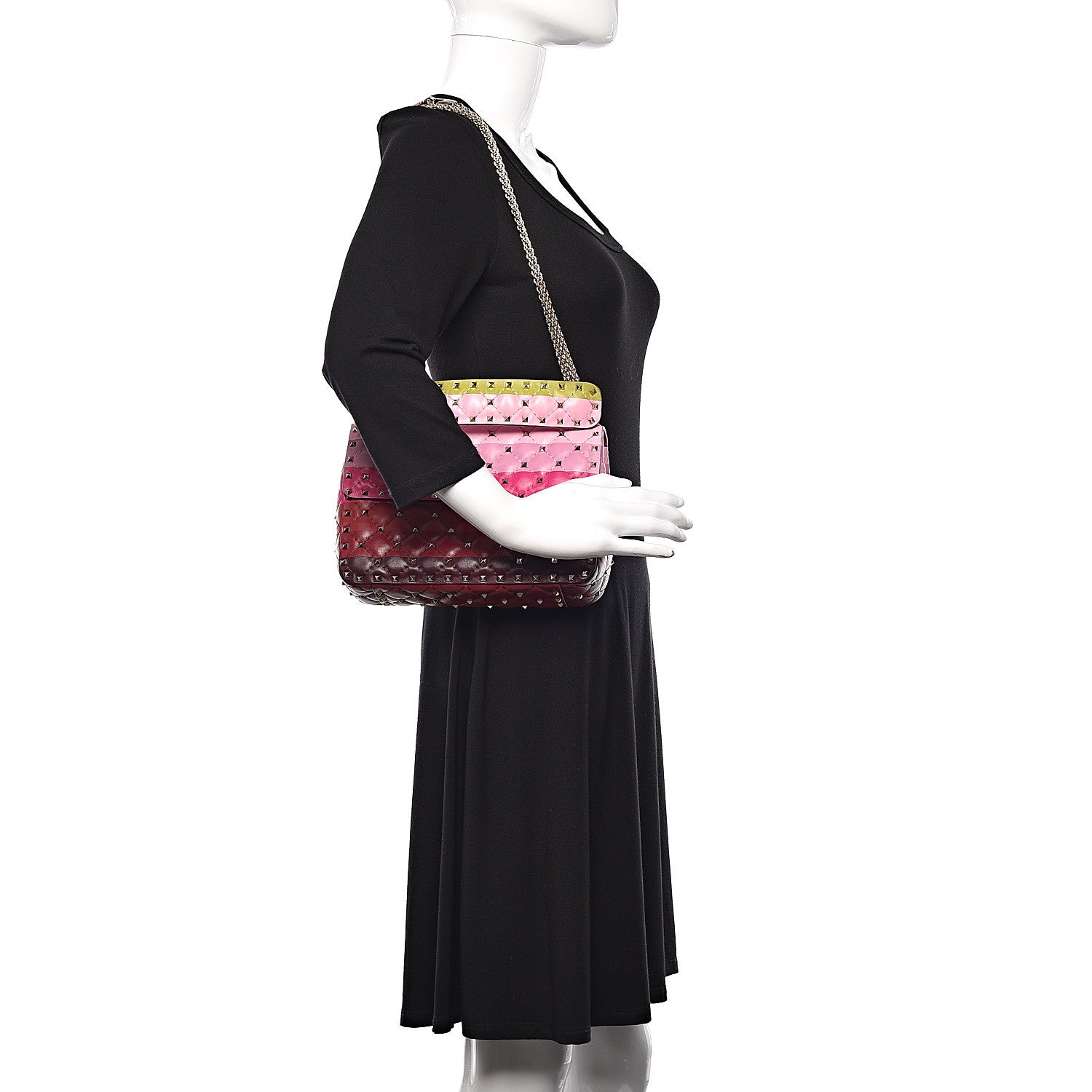 Valentino Garavani Lambskin Stripe Intarsia Medium Rockstud Spike Shoulder Bag Multicolor 3 of 10